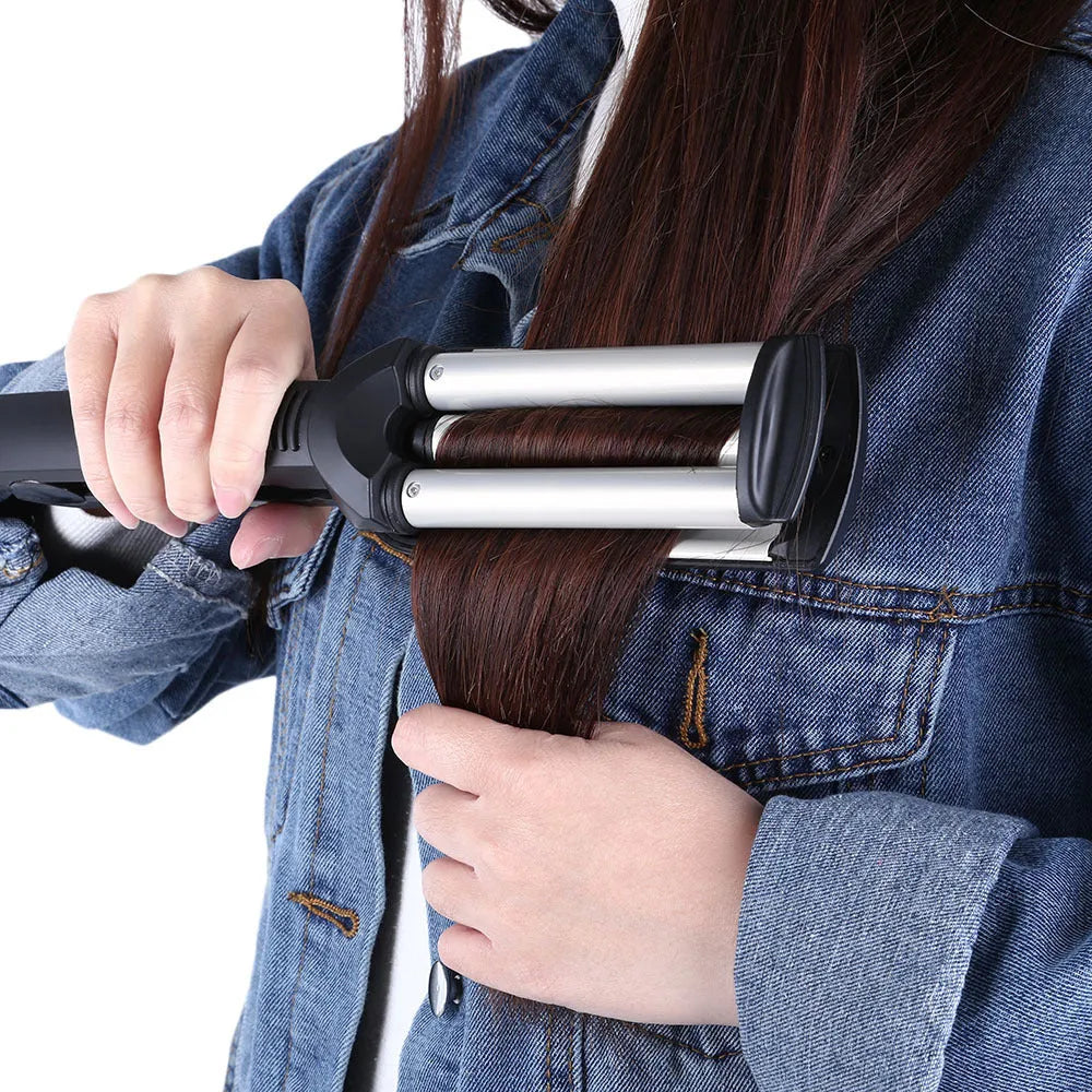 Black short hair curling iron with 16-20mm tourmaline ceramic barrel and 10 temperature settings