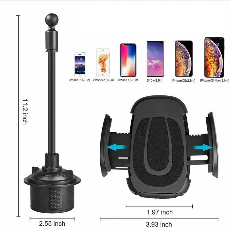 Black car cup holder mobile phone holder with ABS and aluminium construction