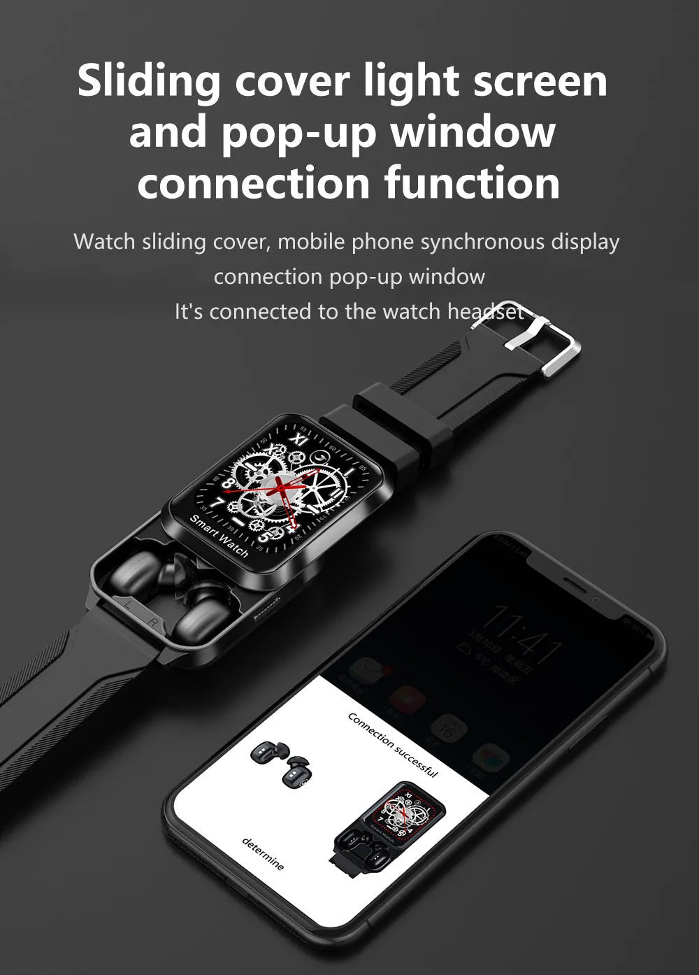 Bluetooth smart bracelet with split screen display on black silicone wristband showing password lock screen