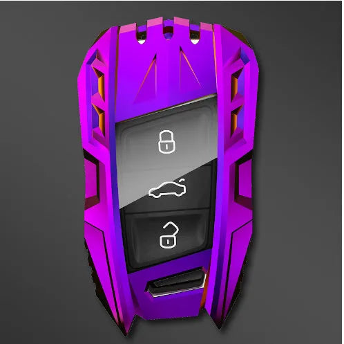 Metal mecha golf auto key shell set in silver with button case buckle
