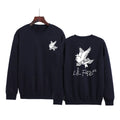 Loose round collar hoodie for men and women with long sleeves and printed design in black, available in multiple Asian sizes