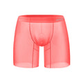 Men's seamless boxer shorts in orange, pink, or red, made from quick-drying nylon.