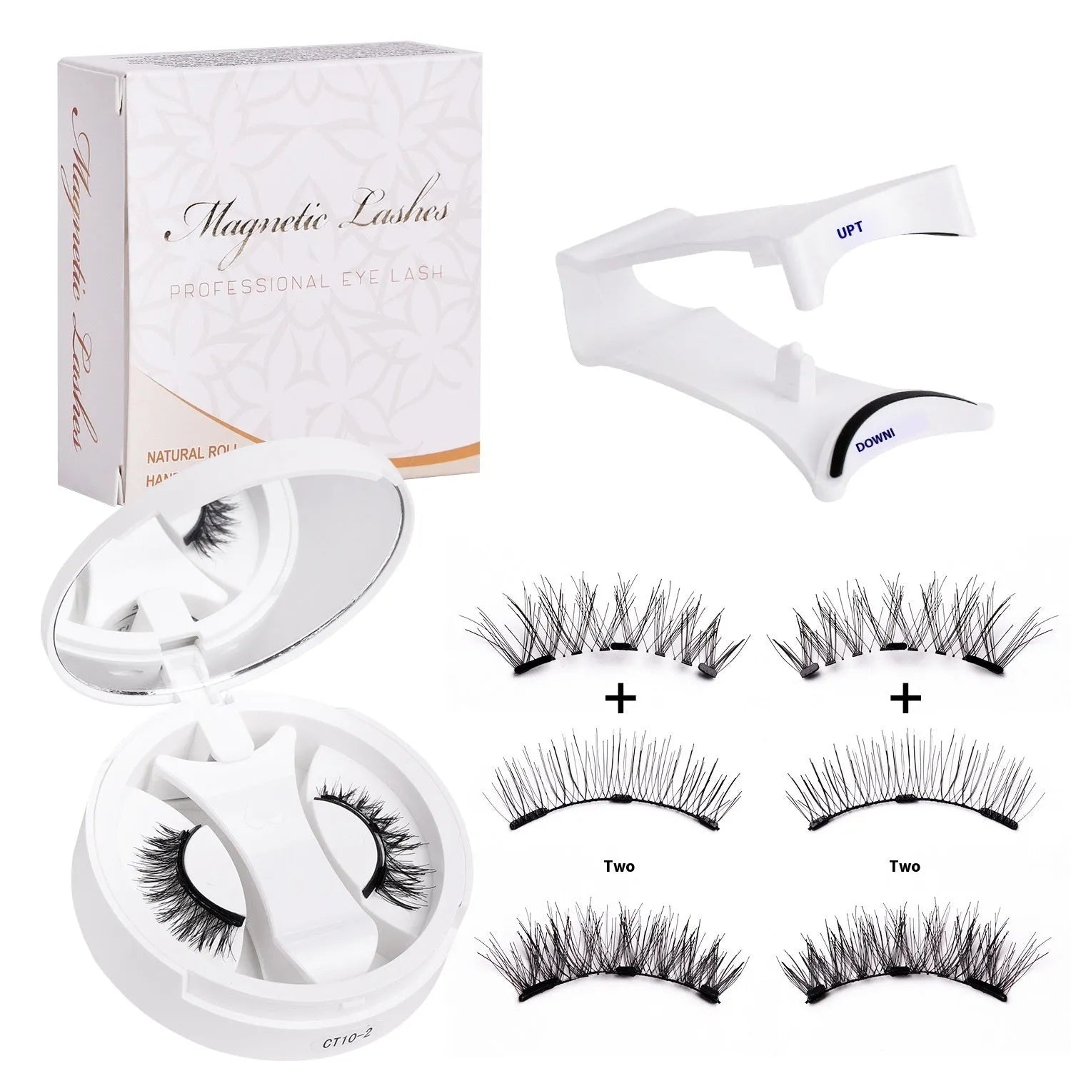 Portable integrated soap holder for magnetic false eyelashes storage, made from chemical fibre.