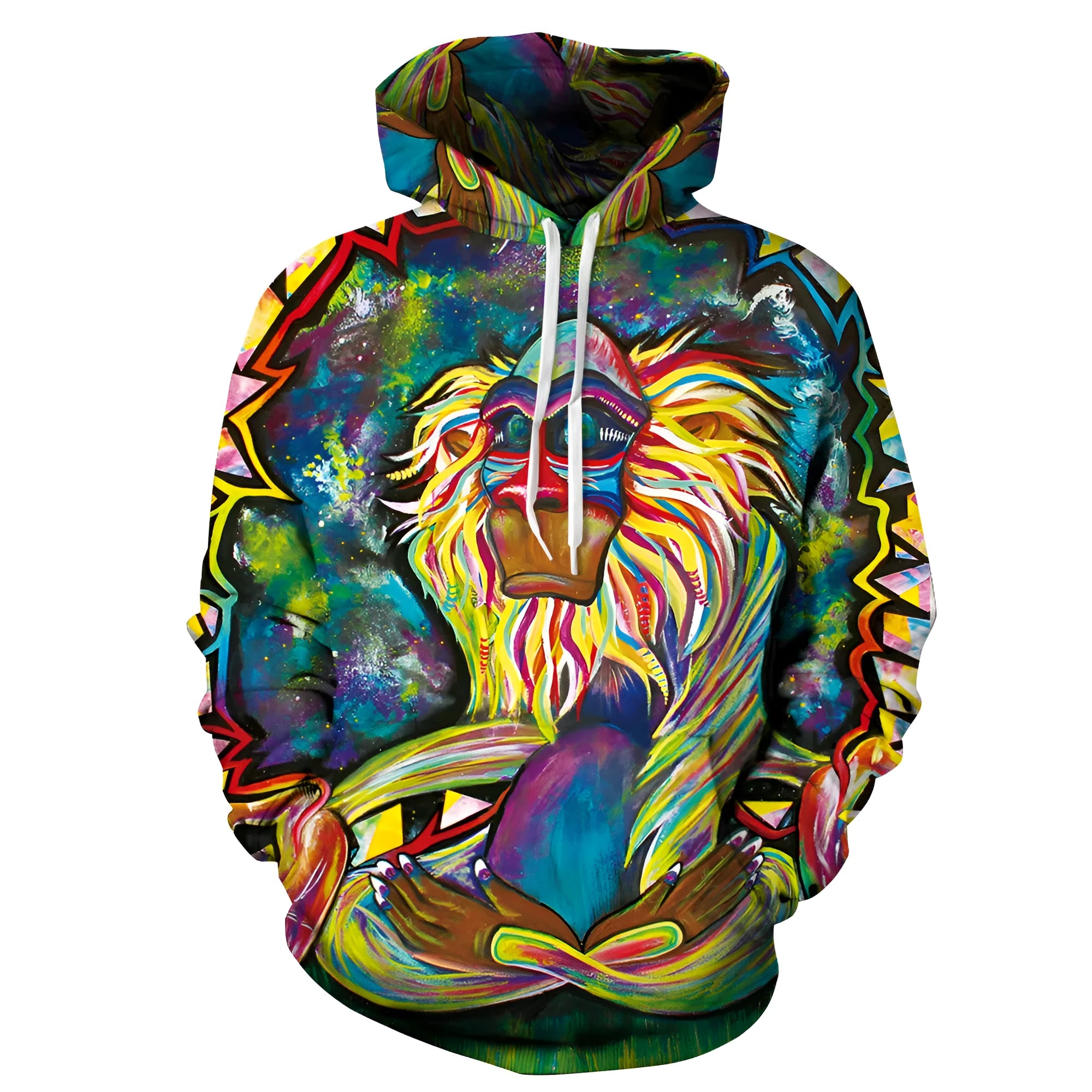 Fashion 3D print monkey hoodie for men and women, polyester, streetwear, sizes S-5XL