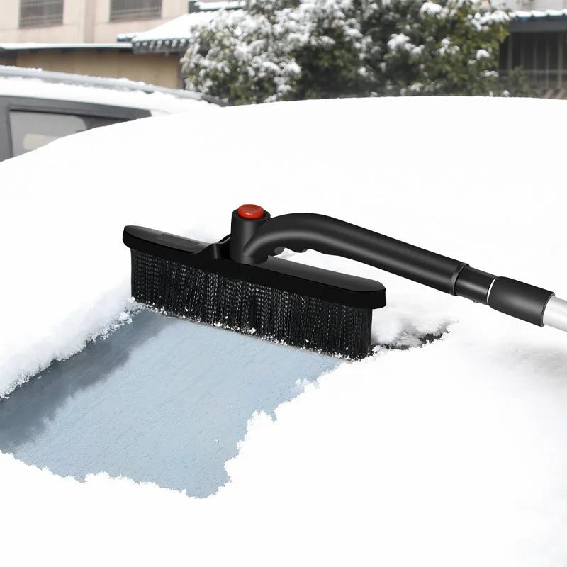 Black car deicing shovel and snow brush with ABS head and telescopic aluminium handle, 65 to 85.6 cm