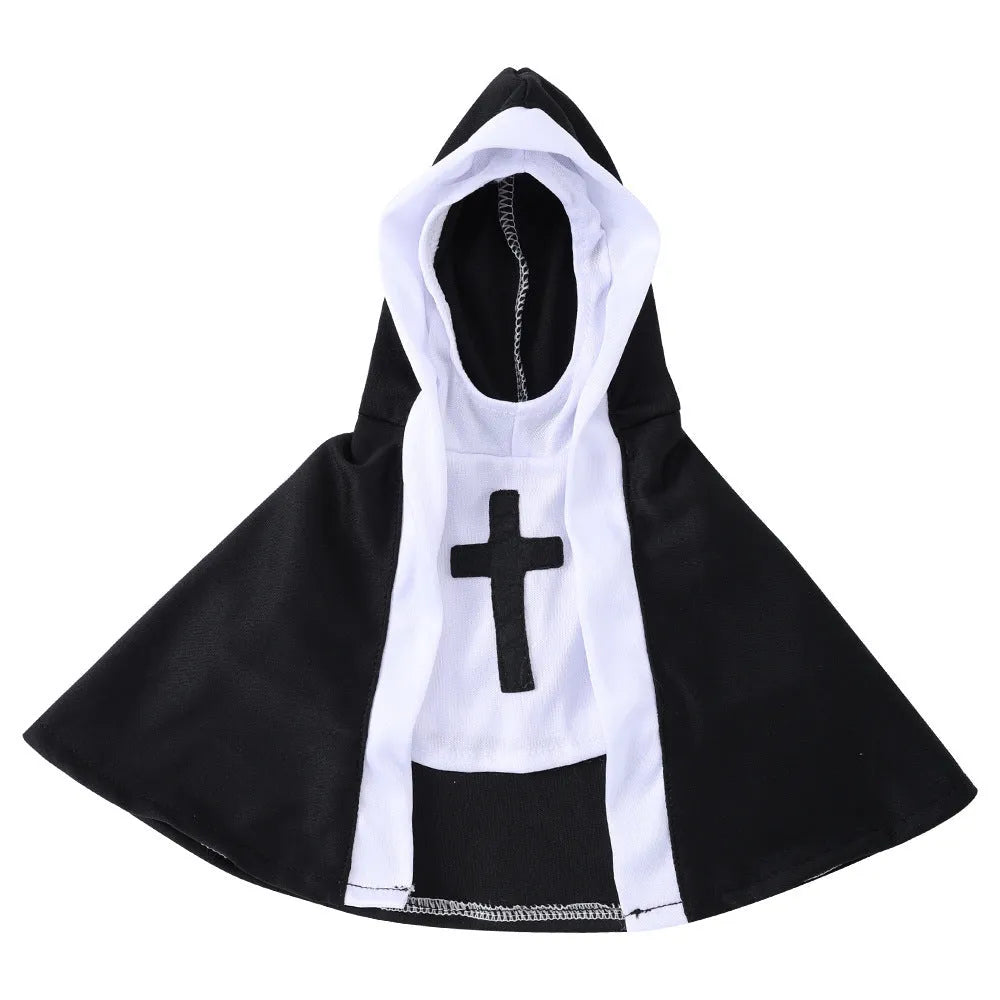 Cat wearing a nun cloak polyester pet costume in 099# nun colour, Halloween decoration