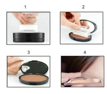 Eyebrow powder stamp kit with stencil in grey, brown, and light brown, 6g waterproof brow makeup