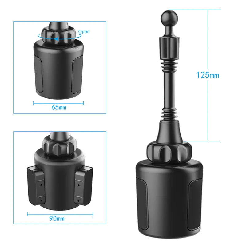 Black car cup holder mobile phone holder with ABS and aluminium construction