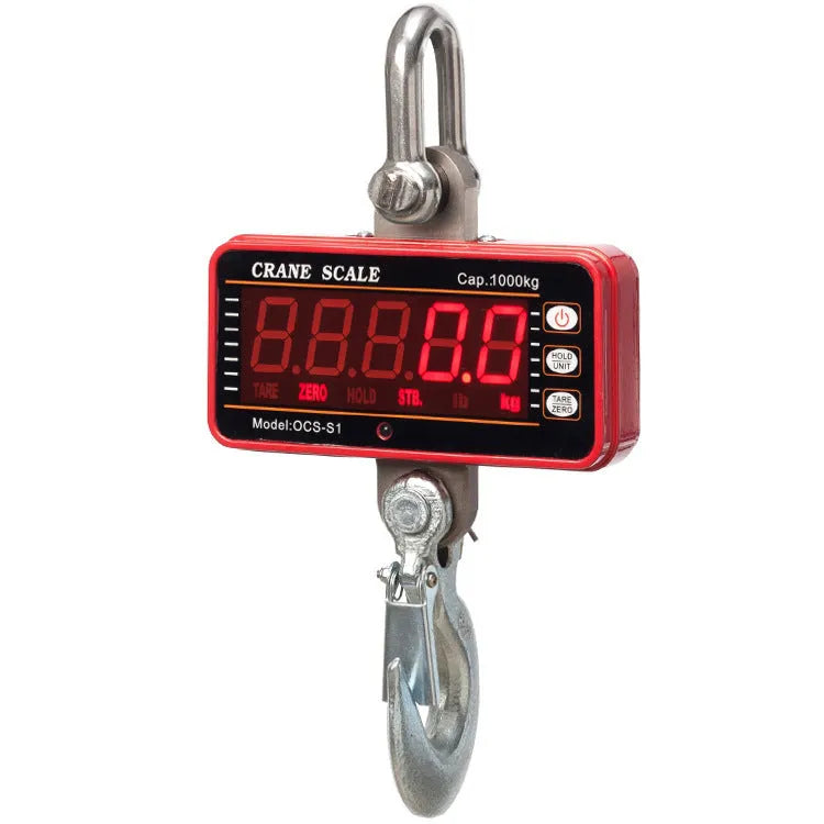 Orange electronic crane scale with digital display for 500 kg capacity weighing