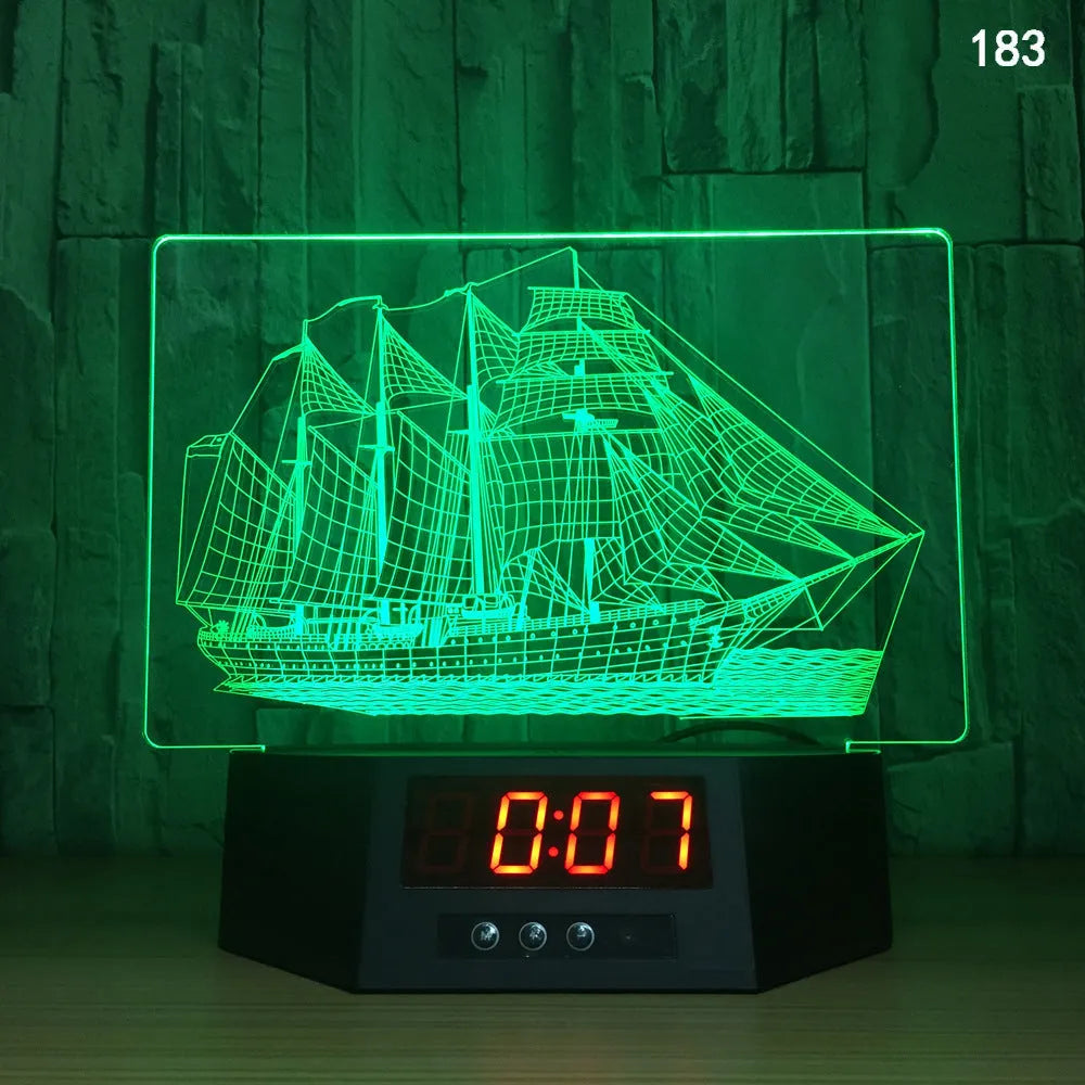 Dolphin-shaped 3D night light table lamp with wireless charging pad and remote control on wooden surface