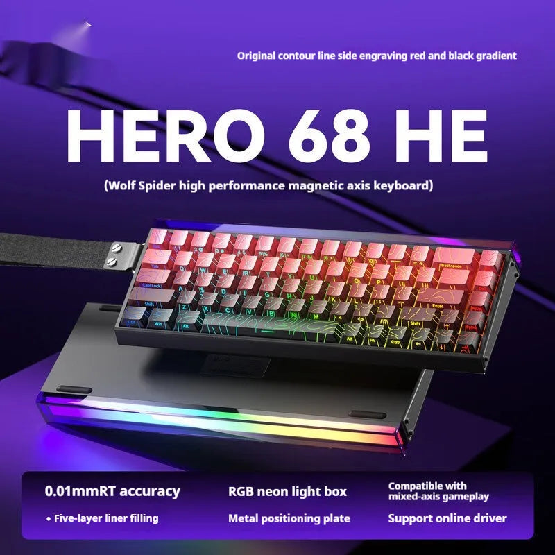 Magnetic axis mechanical keyboard with RGB lighting and engraved side designs