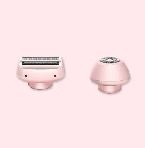 2-in-1 USB rechargeable electric shaver for women with square and round heads, pink colour, for whole body hair removal