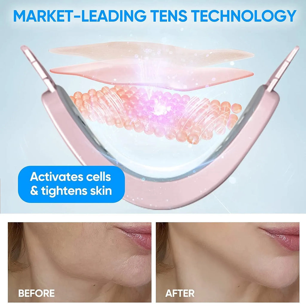 Vibration Massage V Face Beauty Instrument in White with USB-C charging cable in packaging