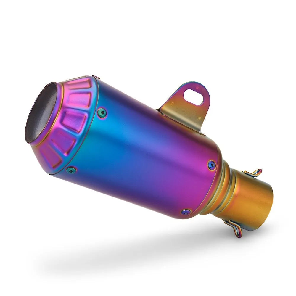 Universal stainless steel racing motorcycle exhaust pipe with flower cover design in multiple colour options