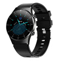 Black smart watch with 1.28 inch screen displaying heart rate and activity metrics on wrist