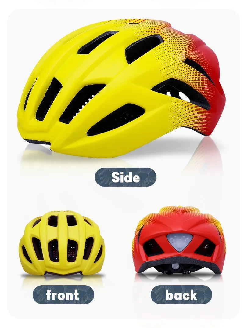 Orange in-mold cycling helmet, PC shell and EPS liner, size L 56-61cm, 240g, 16 vents