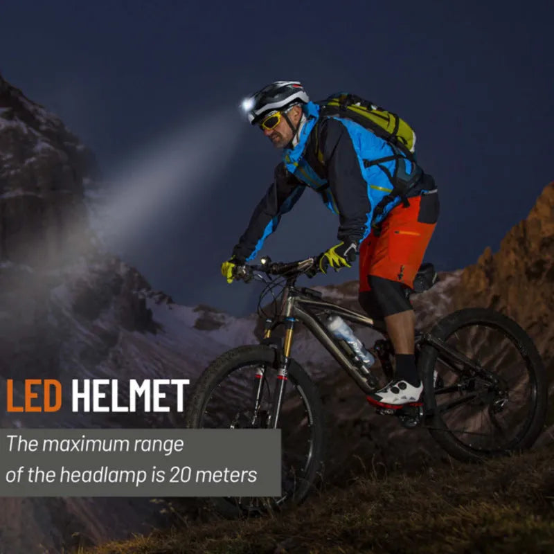 Black and grey smart cycling helmet with integrated warning light, adjustable for adult head sizes 57-62cm.