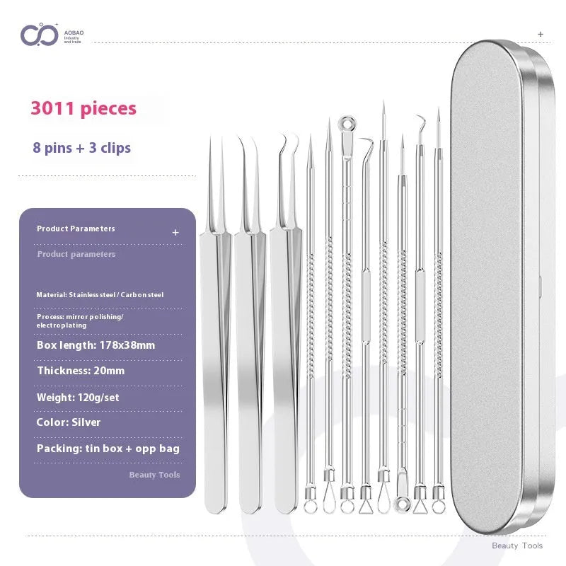 Four metal acne needles with ultra fine points, shown in assorted colours from a 33-option range.