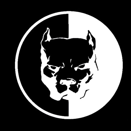 12cm square reflective car sticker with superhero bulldog R design in black, white, or red colour options