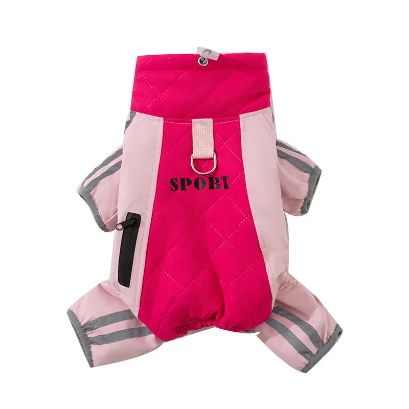 Autumn winter dog down jacket with fleece lining for small medium dogs in red and yellow colour options