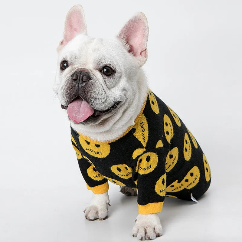 MK9 smile sweater for dogs and cats in black wool knit casual style