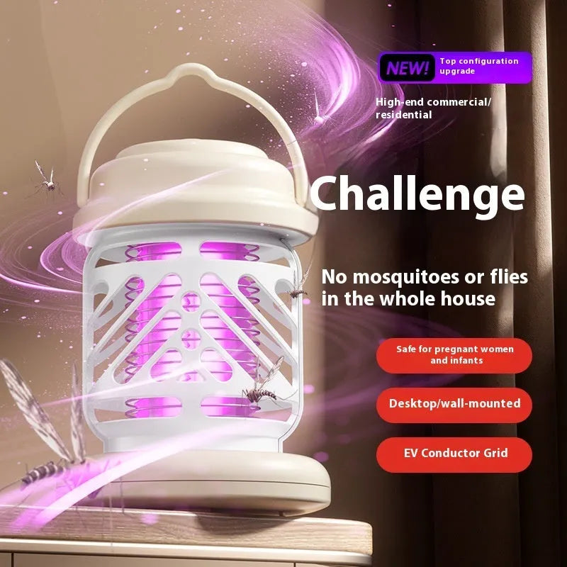 Outdoor mosquito killing lamp in beige with rechargeable 1200 MAh battery for 20-50 square metre coverage