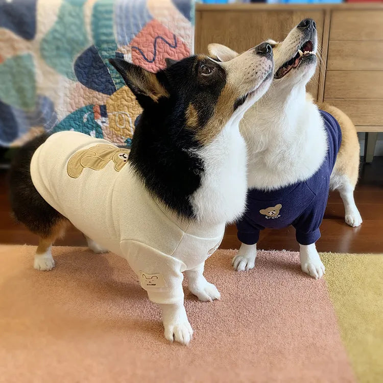 Cotton knitted pet sweater in navy blue for dogs sizes SM to 3XL