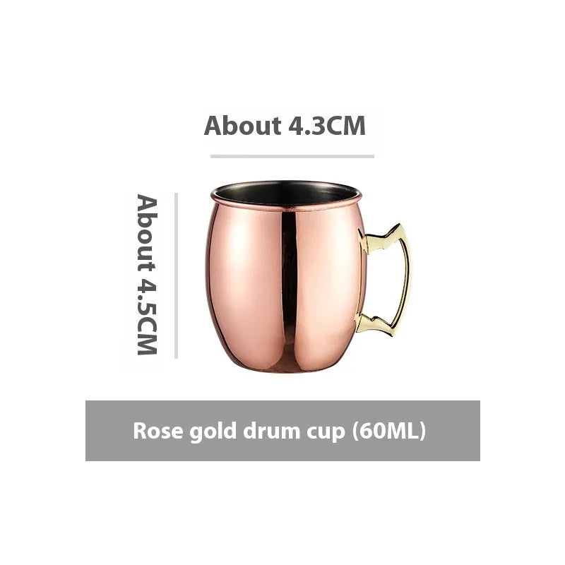 Stainless steel Moscow Mule cup with copper-plated finish in silver, gold, rose gold or black colour options
