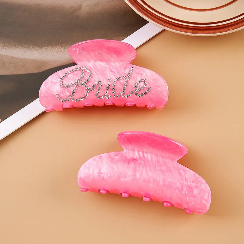 Multi-diamond acrylic shower shark hair clip barrette with spot drill pattern