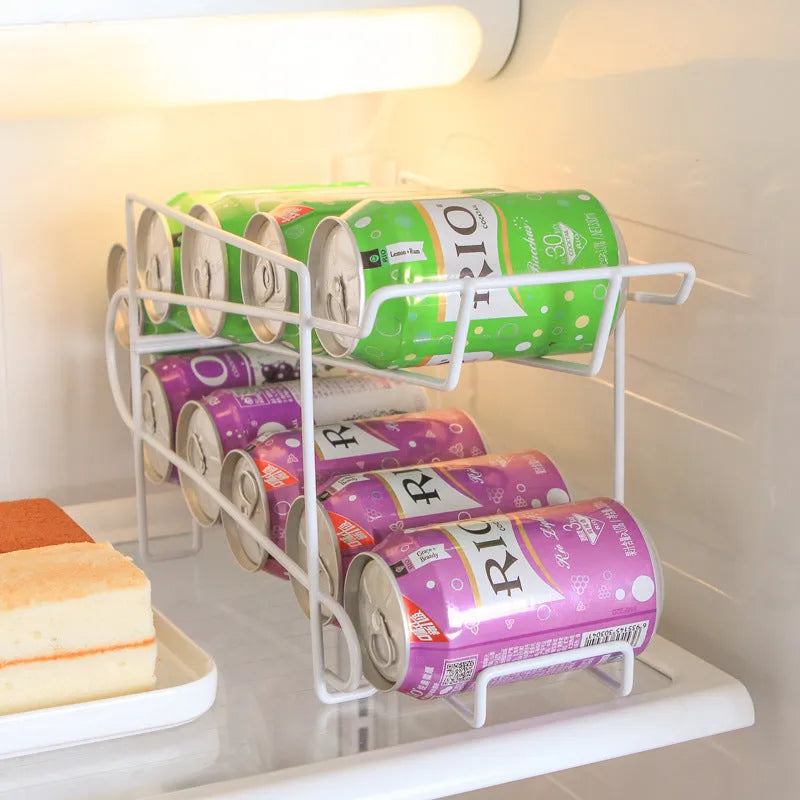 Double-layer iron kitchen storage rack in picture colour, 28x18x14cm, for cans and desktop organisation