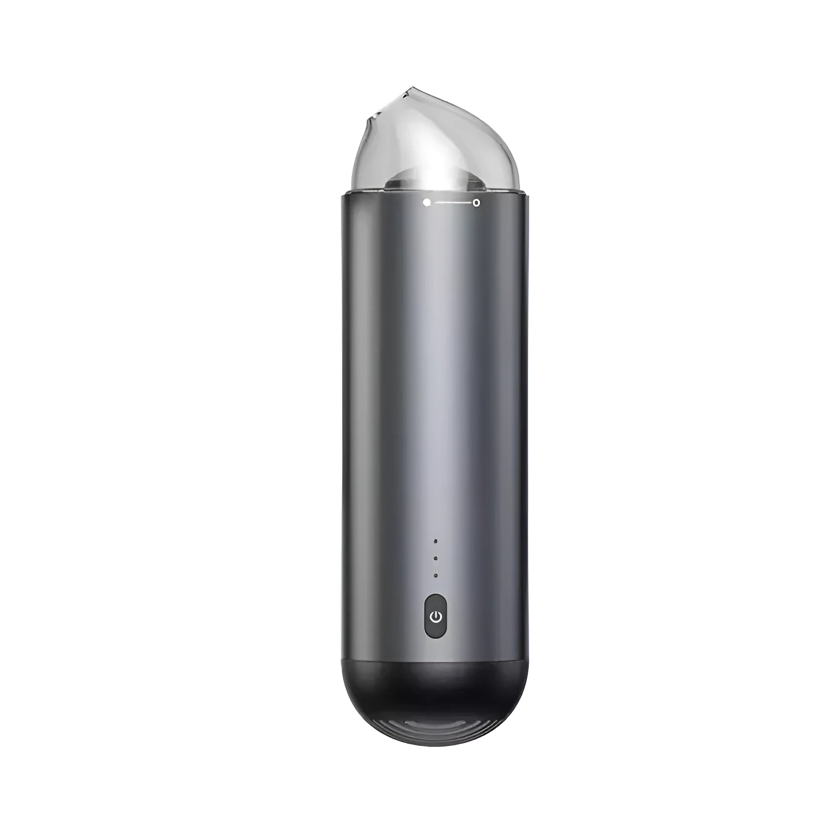 Wireless portable mini car vacuum cleaner in aluminium alloy and ABS plastic, black colour