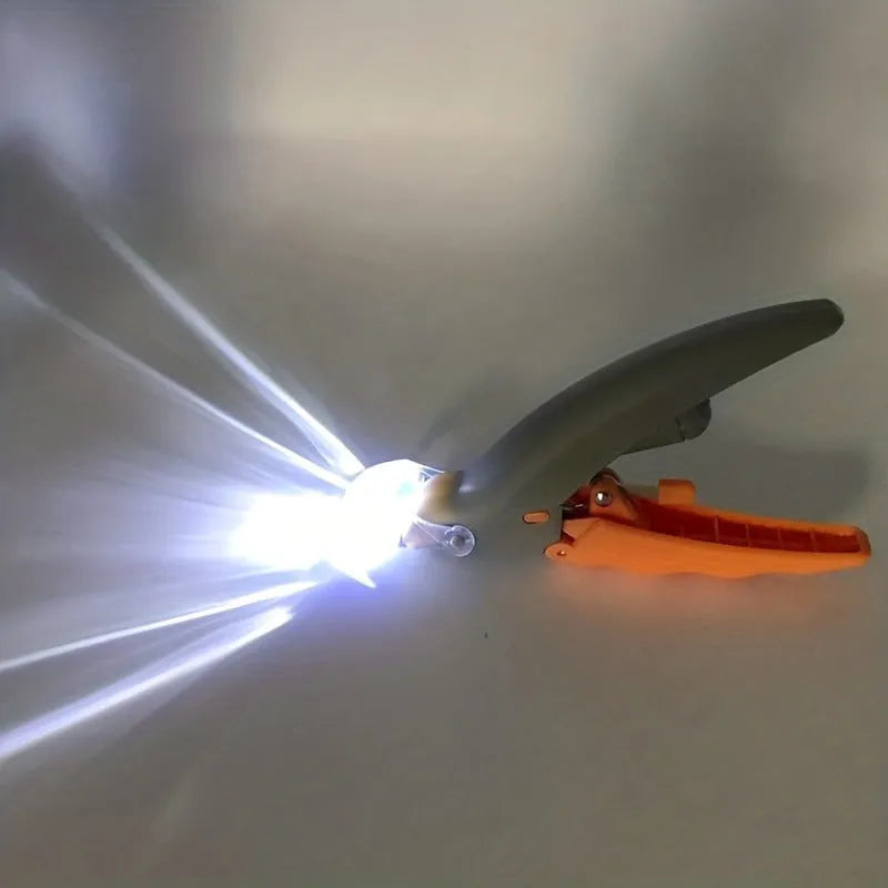 Yellow LED pet nail trimmer with magnifying glass and light for trimming cat and dog claws