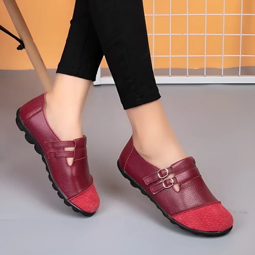 Button men's low-top casual leather loafers with Velcro strap closure in multiple colours.
