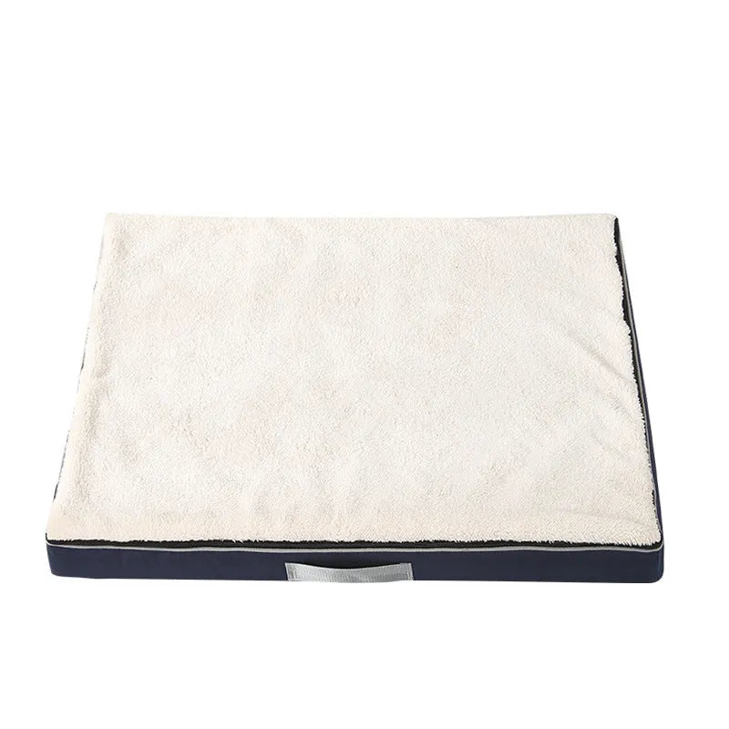 Brown removable washable memory sponge dog mat measuring 100x75x10cm on a wooden floor