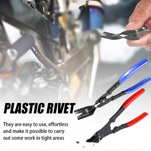 Blue steel car door panel clamp removal pliers tool measuring 235mm in length