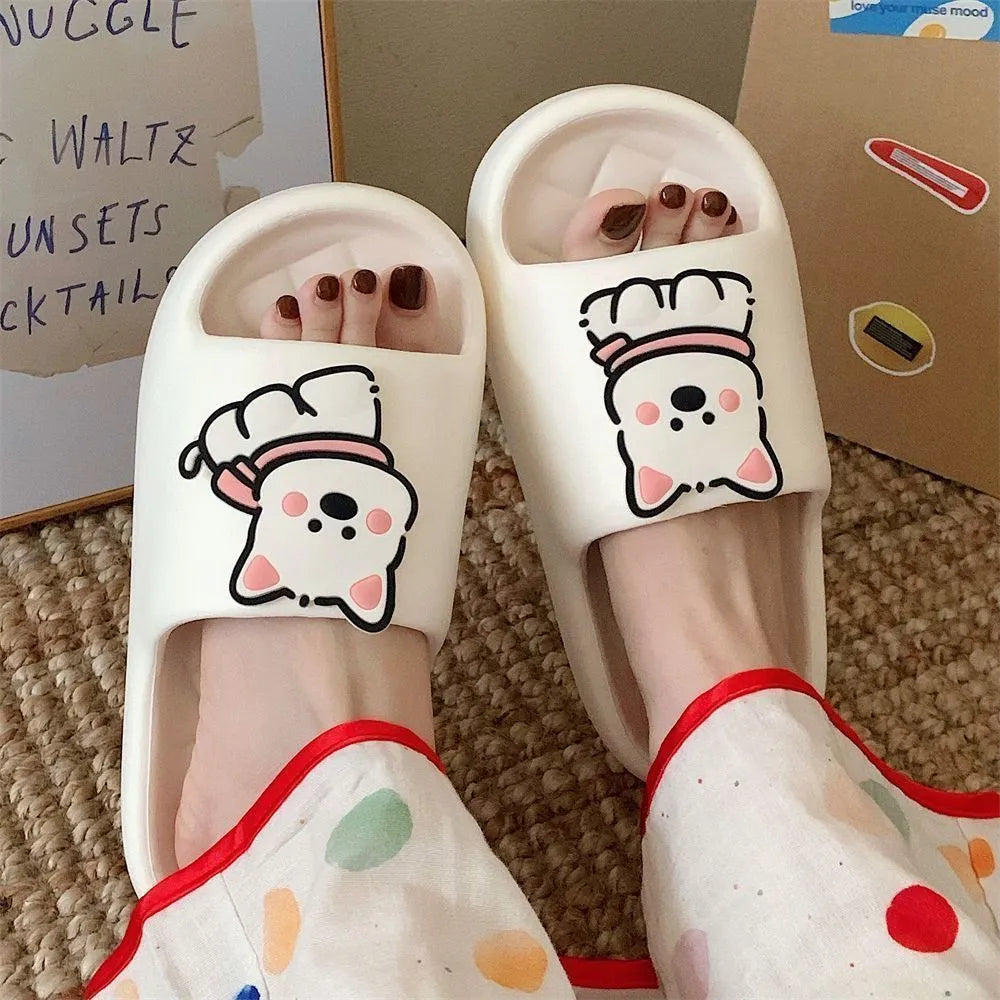 Pair of PVC flip flop slippers with a creative rhombus pattern, shown in one of four colour options.