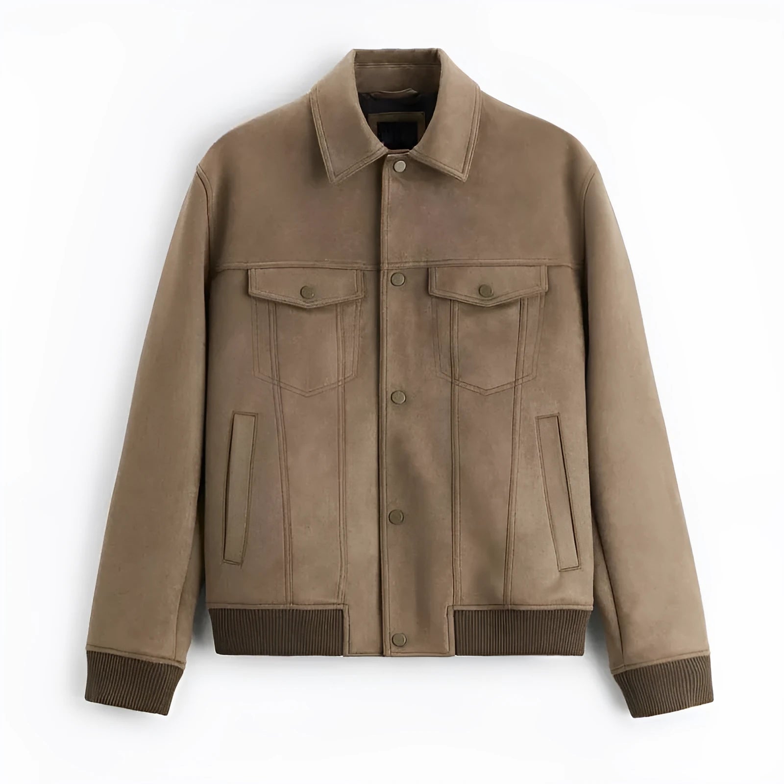 British style commuter suede velvet jacket in spandex fabric showing mink colour option
