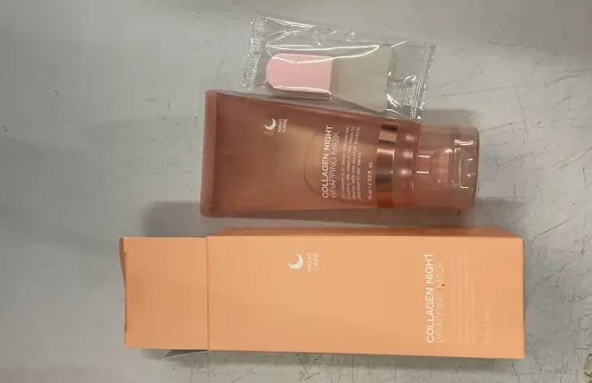 Collagen night face mask bottle with brush applicator for overnight skin repair