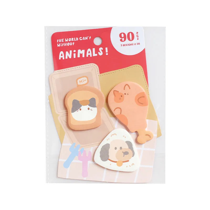 Small animal shaped sticky note set showing designs like Good Night Bunny and Puppy Sofa