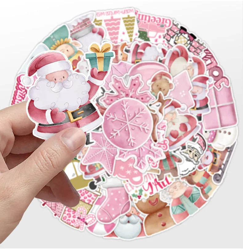 50 piece set of cute Christmas waterproof stickers ranging from 4 to 8 centimetres for car phone computer decoration