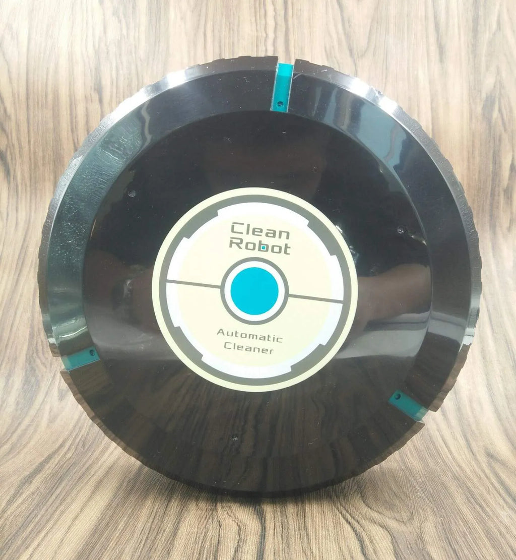 AC automatic sweeping robot vacuum cleaner in black or white on a hard floor