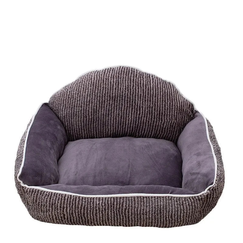 Short plush pet sofa, striped backrest sofa, 60x50cm cloth cat bed for small and medium cats