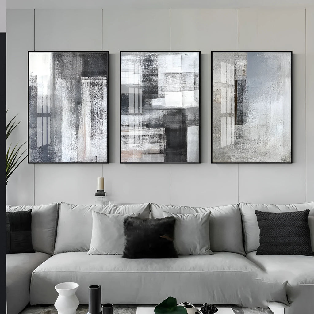 Frameless canvas wall art for living room decoration in multiple sizes and three colour styles