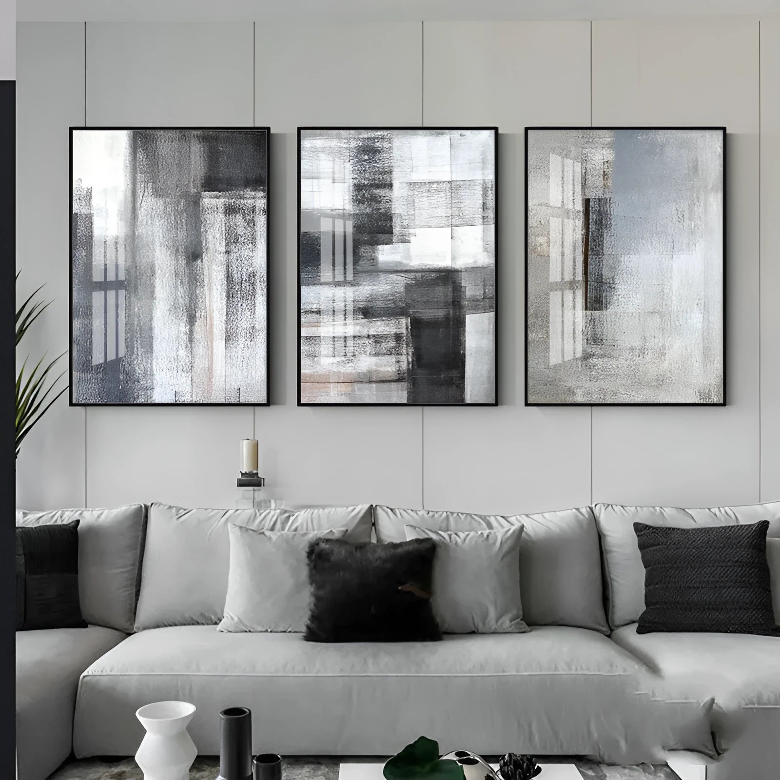Frameless canvas wall art for living room decoration in multiple sizes and three colour styles