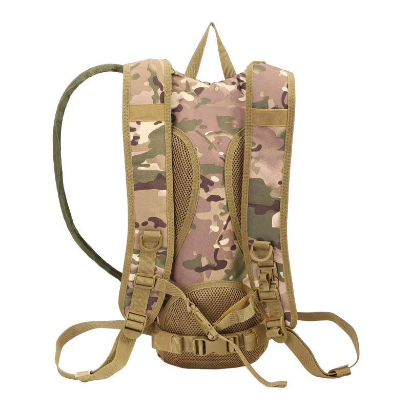 Camouflage pattern tactical cycling water bag with hydration system and storage compartments