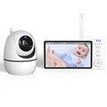 White wireless baby monitor with 5-inch HD screen on a nursery shelf