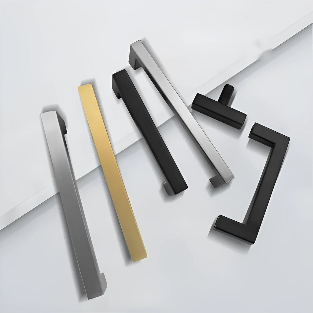 Stainless steel square pipe cabinet door handle with wire drawing finish