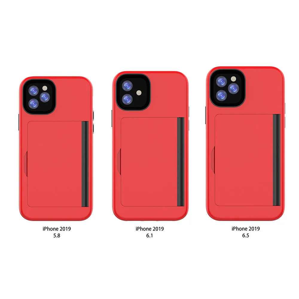 Black solid colour TPU and PC phone case for Apple iPhone 11 series models on a white background.