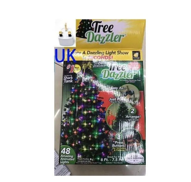 64 LED Christmas tree light string with button control for dimming and colour change, suitable for 1.8 metre trees.