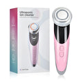Pink cleansing and rejuvenating beauty instrument with red and blue light modes, ABS and plating construction